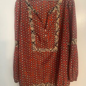 Blush Red Graphic Bib Collar Tunic